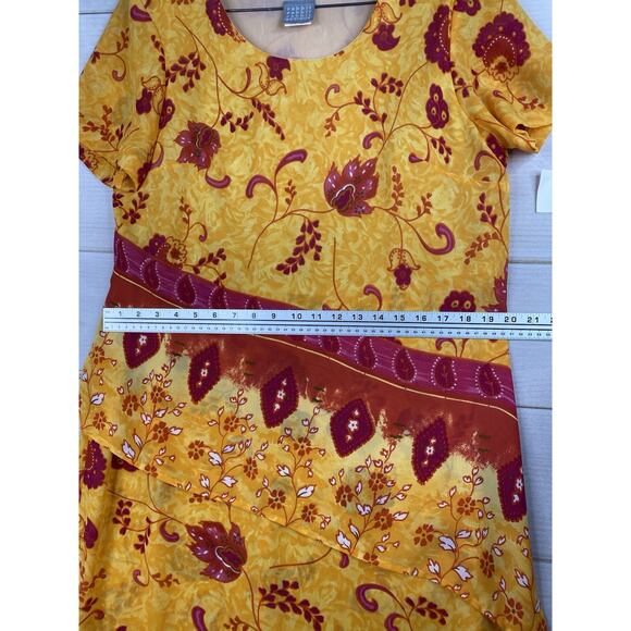 Vintage Y2K Rabbit Rabbit Rabbit Dress 16 M Floral Midi Artsy Layered Look NWT - Picture 8 of 11